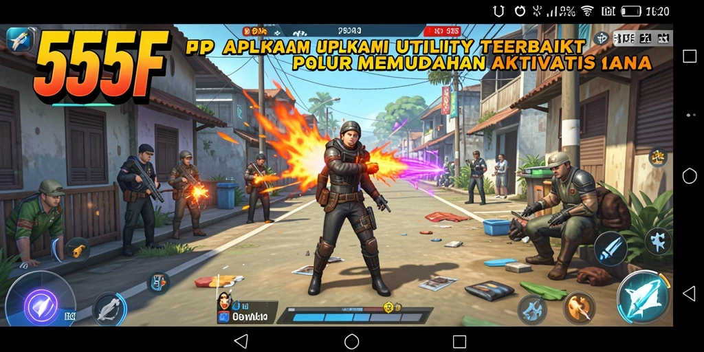Screenshot utama 555F menampilkan antarmuka aplikasi Utility yang sederhana.