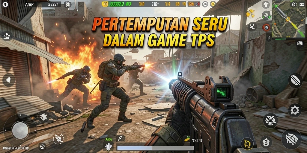 Screenshot gameplay 77RP menampilkan aksi pertempuran TPS yang mendebarkan.
