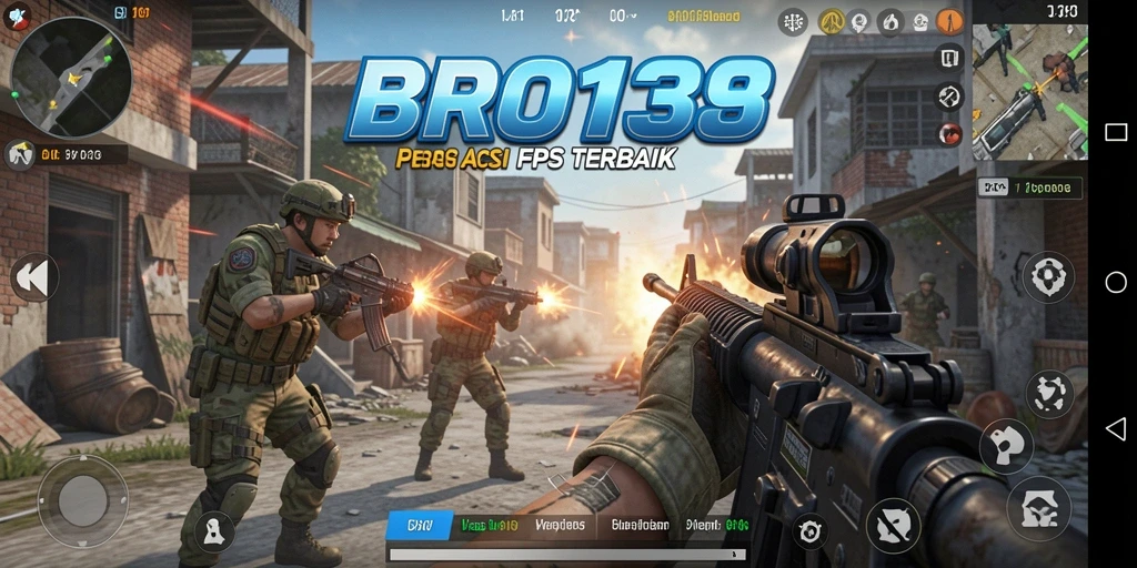 Tangkapan layar BRO138 menunjukkan aksi seru dalam game FPS.