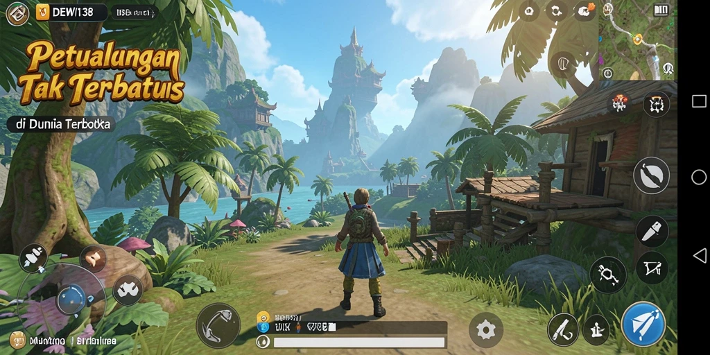 Screenshot gameplay DEWI138 yang menampilkan eksplorasi dunia terbuka.