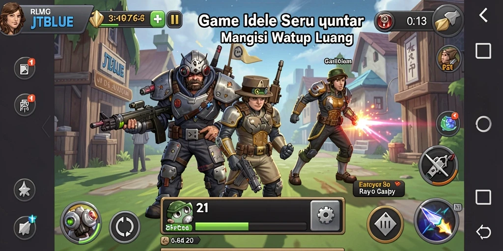 Screenshot gameplay JTBLUE menampilkan momen seru dalam permainan Idle.