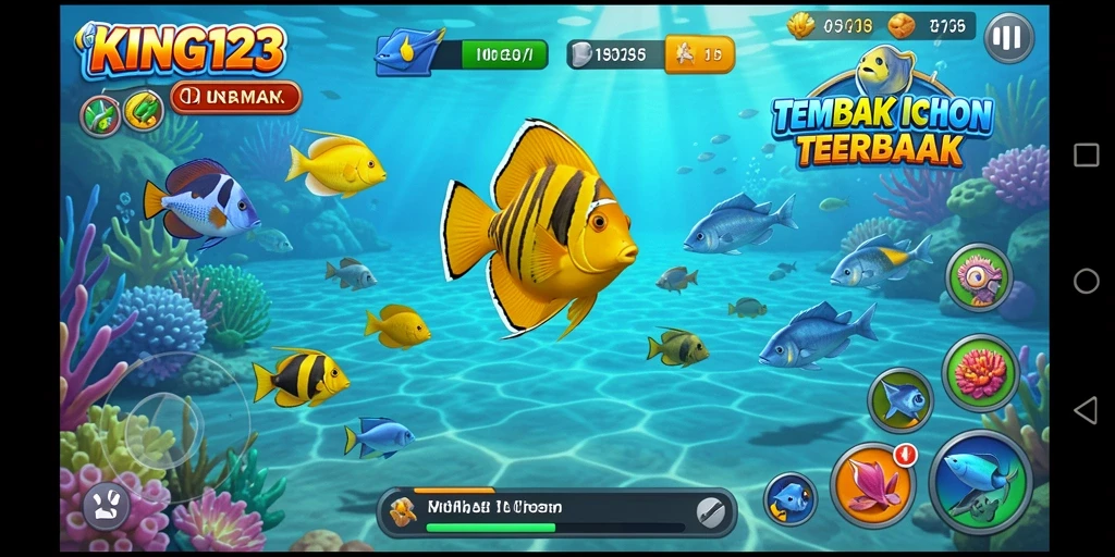 Gameplay seru KING123 saat menembak ikan.