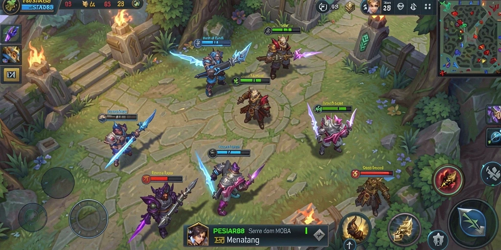 Tampilan gameplay seru dari PESIAR88 dalam pertarungan MOBA.