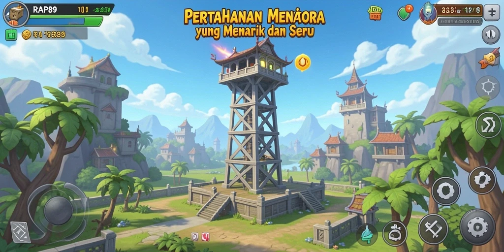 Screenshot gameplay RAP89 menunjukkan aksi seru dalam Tower Defense.