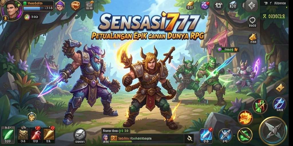 Tangkapan layar SENSASI777 menampilkan karakter dalam pertempuran menegangkan di dunia fantasi.