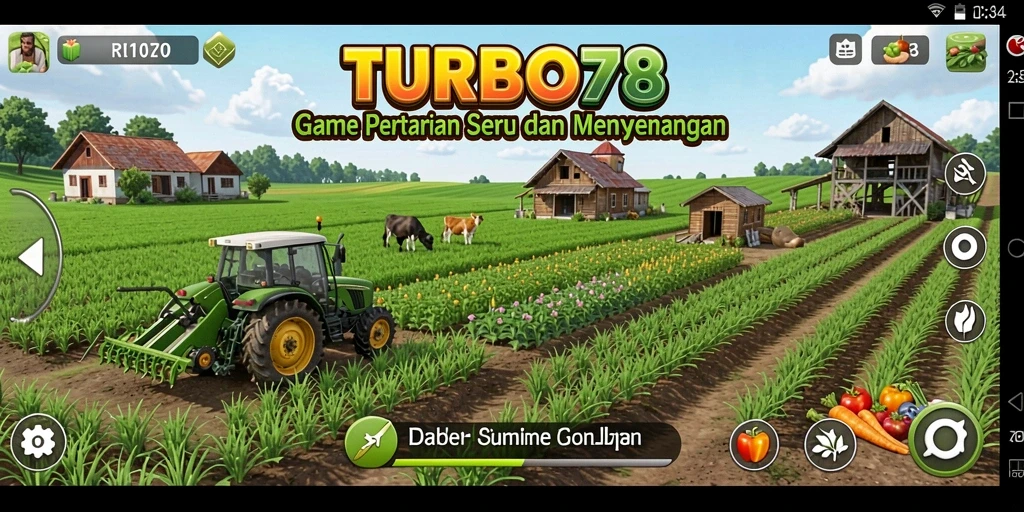Tampilan gameplay TURBO78 yang menampilkan aktivitas pertanian.
