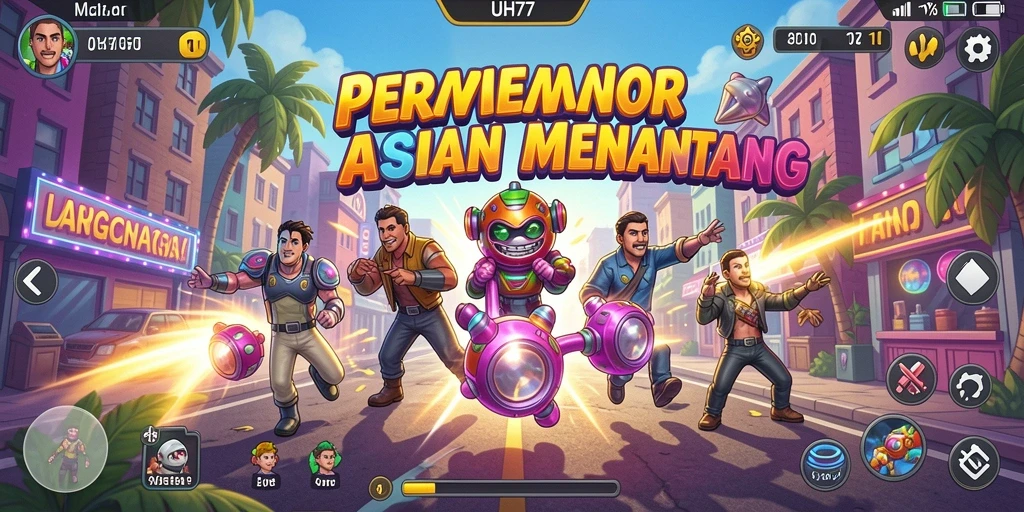 Screenshot UH77 menampilkan aksi seru dalam permainan Arcade.